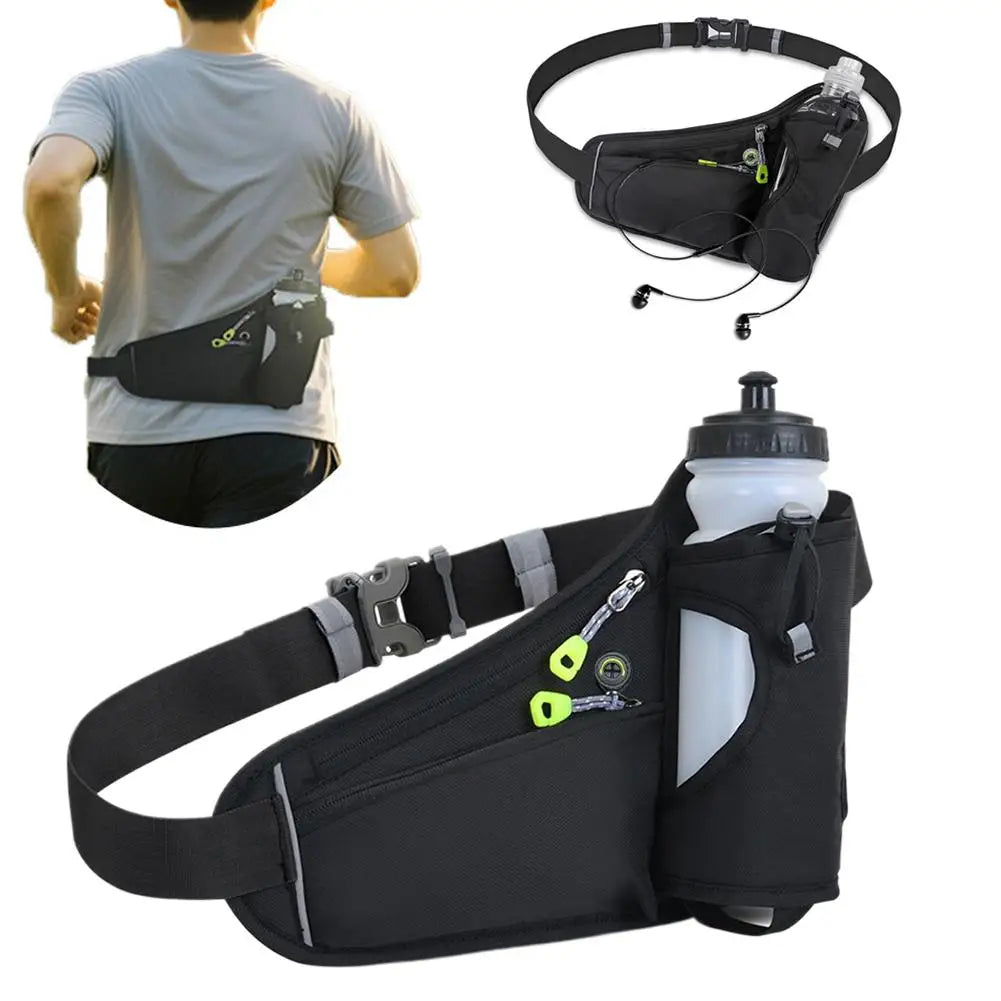 Adjustable Sports Fanny Pack with Water Bottle Holder  Multifunctional Outdoor Running Waist Bag for Hiking Cycling Fitness
