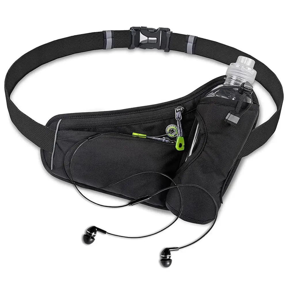 Adjustable Sports Fanny Pack with Water Bottle Holder  Multifunctional Outdoor Running Waist Bag for Hiking Cycling Fitness