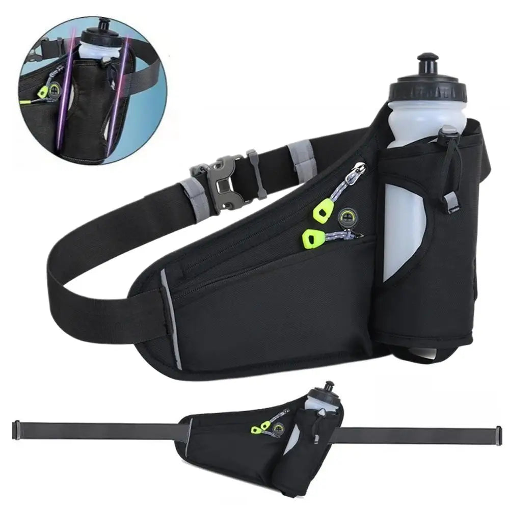 Adjustable Sports Fanny Pack with Water Bottle Holder  Multifunctional Outdoor Running Waist Bag for Hiking Cycling Fitness