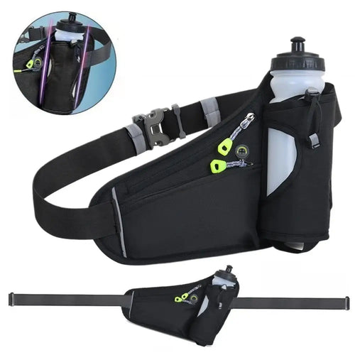 Adjustable Sports Fanny Pack with Water Bottle Holder  Multifunctional Outdoor Running Waist Bag for Hiking Cycling Fitness