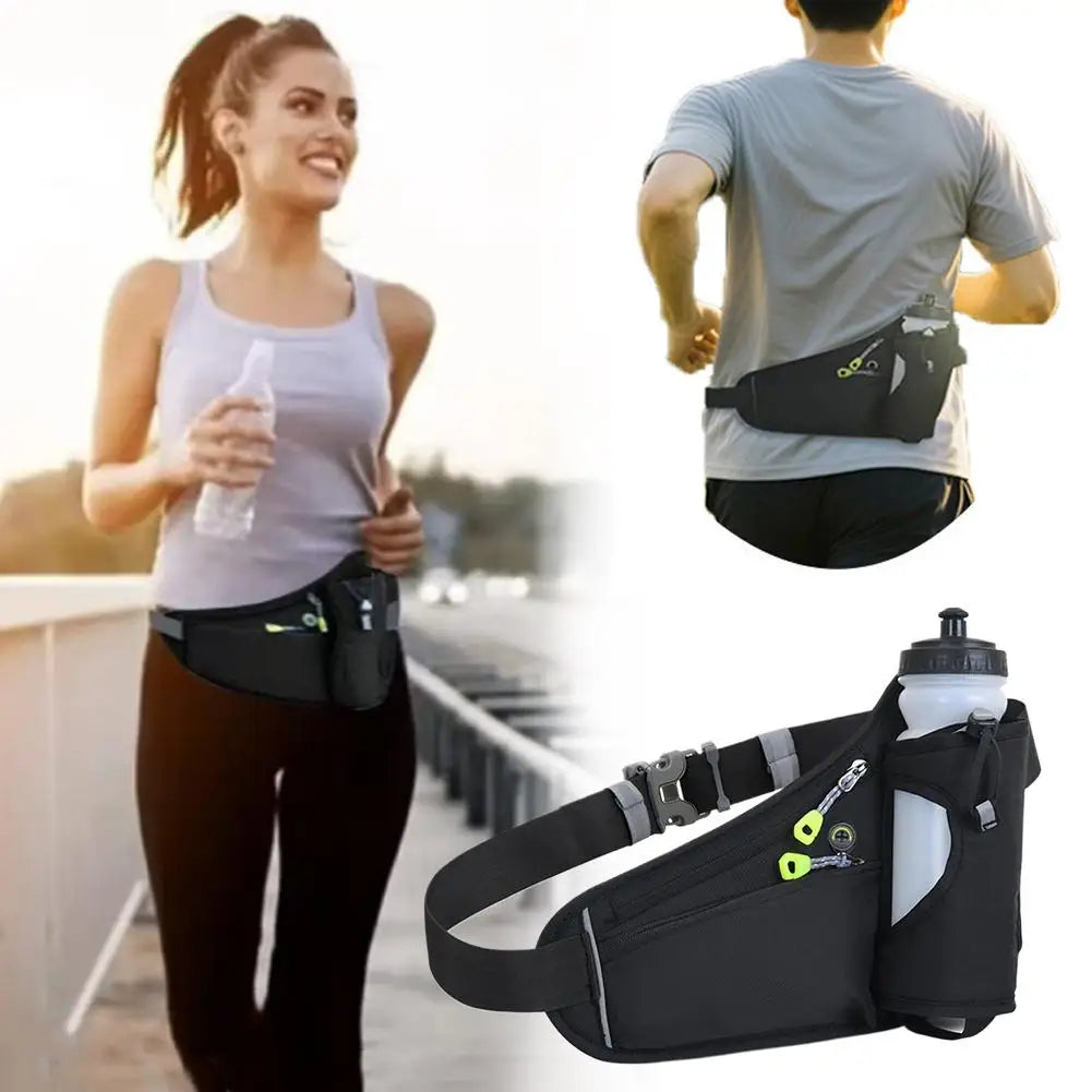Adjustable Sports Fanny Pack with Water Bottle Holder  Multifunctional Outdoor Running Waist Bag for Hiking Cycling Fitness