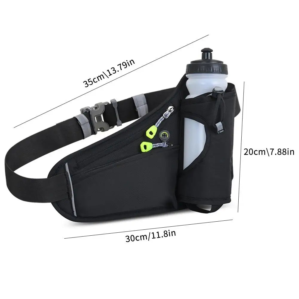Adjustable Sports Fanny Pack with Water Bottle Holder  Multifunctional Outdoor Running Waist Bag for Hiking Cycling Fitness