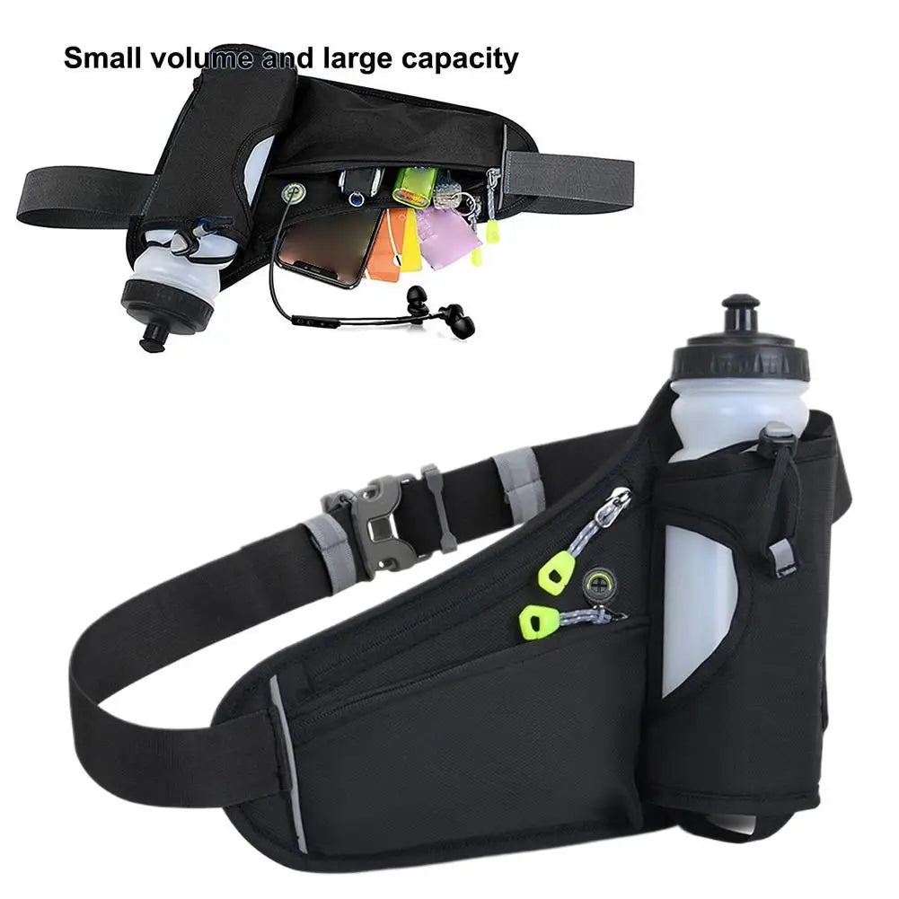 Adjustable Sports Fanny Pack with Water Bottle Holder  Multifunctional Outdoor Running Waist Bag for Hiking Cycling Fitness